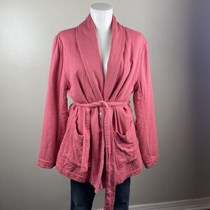 Xirena Marlen Wrap Jacket Sundried Red Cotton Fleece Lined Size Medium Boho Cozy